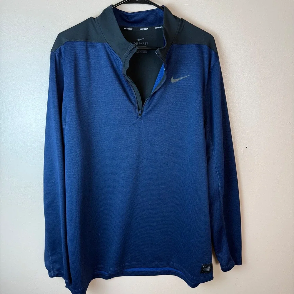 Nike Golf‎ Dri-Fit 1/4 Zip Pullover Mens XL Blue Long Sleeve Athletic Shirt